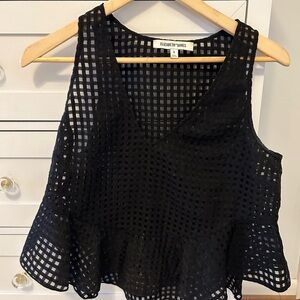 Elizabeth and James Black Grid Peplum Blouse